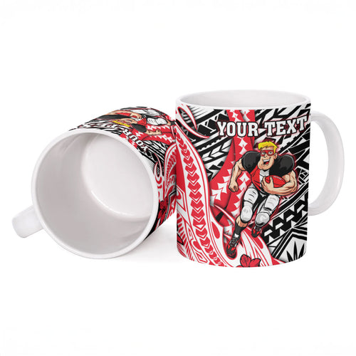 Personalized St Kilda Saints Ceramic Mug Polynesian Tribal Saint Mascot With Hibiscus Floral Art