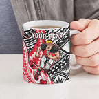 Personalized St Kilda Saints Ceramic Mug Polynesian Tribal Saint Mascot With Hibiscus Floral Art