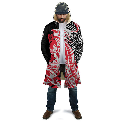 Personalized St Kilda Saints Cloak Polynesian Tribal Saint Mascot With Hibiscus Floral Art