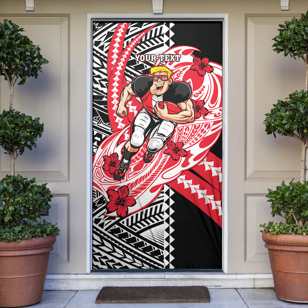 Personalized St Kilda Saints Door Cover Polynesian Tribal Saint Mascot With Hibiscus Floral Art