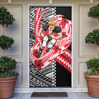 Personalized St Kilda Saints Door Cover Polynesian Tribal Saint Mascot With Hibiscus Floral Art