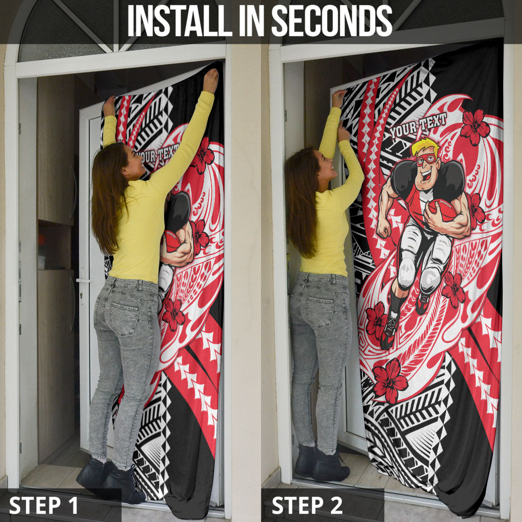 Personalized St Kilda Saints Door Cover Polynesian Tribal Saint Mascot With Hibiscus Floral Art