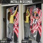 Personalized St Kilda Saints Door Cover Polynesian Tribal Saint Mascot With Hibiscus Floral Art