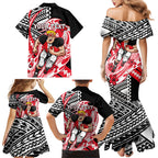 Personalized St Kilda Saints Family Matching Mermaid Dress and Hawaiian Shirt Polynesian Tribal Saint Mascot With Hibiscus Floral Art