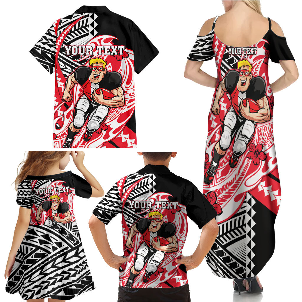 Personalized St Kilda Saints Family Matching Summer Maxi Dress and Hawaiian Shirt Polynesian Tribal Saint Mascot With Hibiscus Floral Art