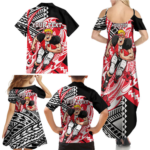 Personalized St Kilda Saints Family Matching Summer Maxi Dress and Hawaiian Shirt Polynesian Tribal Saint Mascot With Hibiscus Floral Art