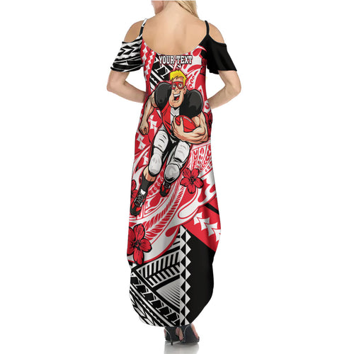 Personalized St Kilda Saints Family Matching Summer Maxi Dress and Hawaiian Shirt Polynesian Tribal Saint Mascot With Hibiscus Floral Art