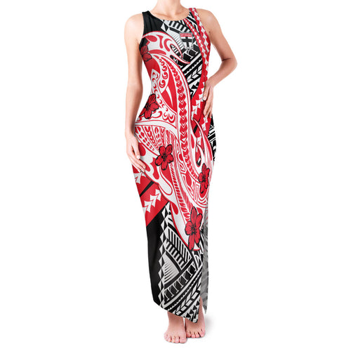 Personalized St Kilda Saints Family Matching Tank Maxi Dress and Hawaiian Shirt Polynesian Tribal Saint Mascot With Hibiscus Floral Art