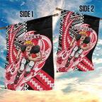 Personalized St Kilda Saints Garden Flag Polynesian Tribal Saint Mascot With Hibiscus Floral Art