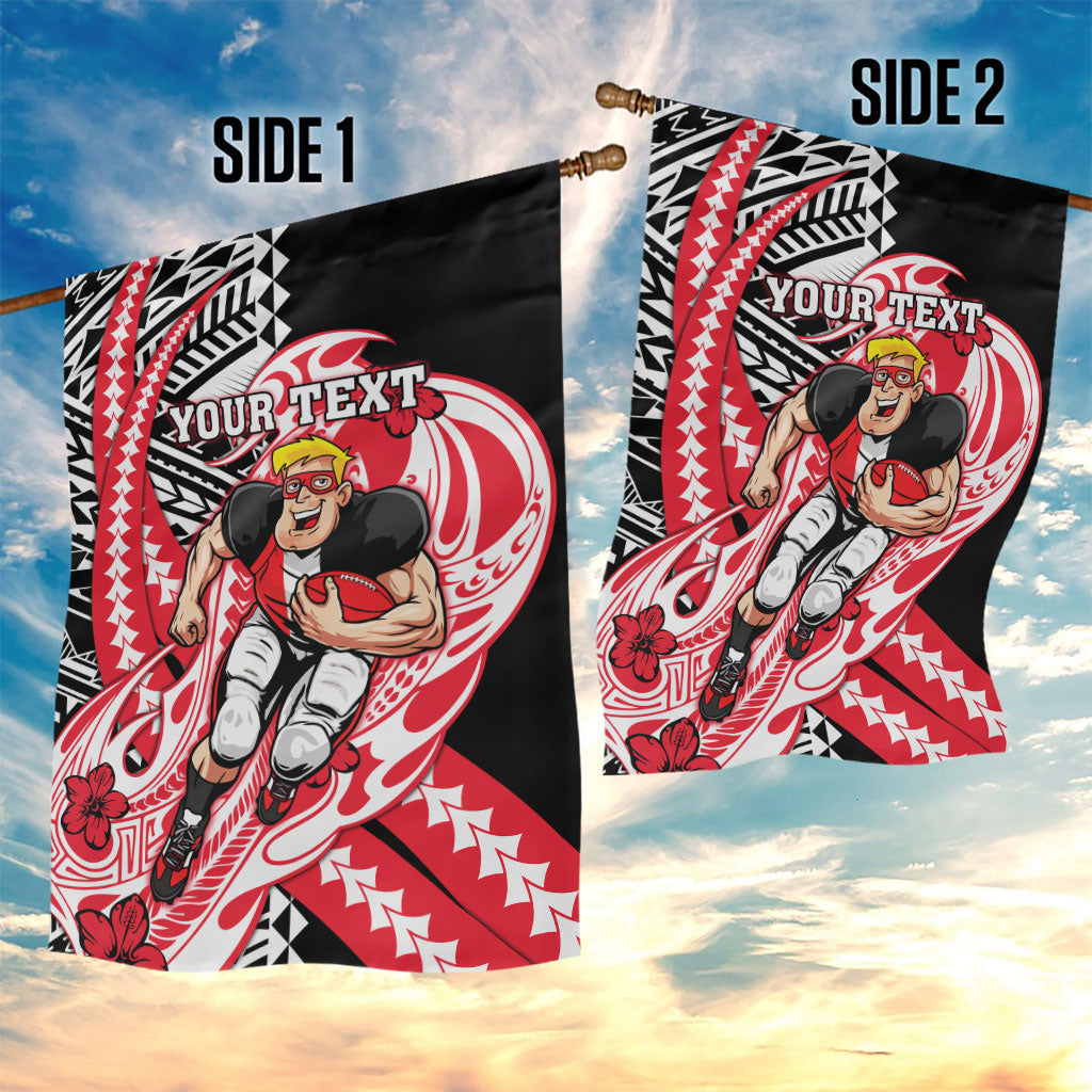 Personalized St Kilda Saints Garden Flag Polynesian Tribal Saint Mascot With Hibiscus Floral Art