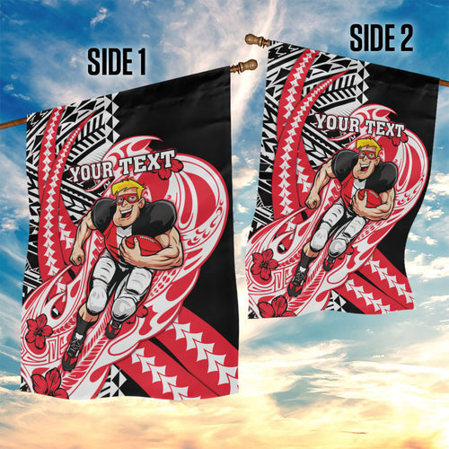 Personalized St Kilda Saints Garden Flag Polynesian Tribal Saint Mascot With Hibiscus Floral Art