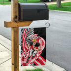 Personalized St Kilda Saints Garden Flag Polynesian Tribal Saint Mascot With Hibiscus Floral Art