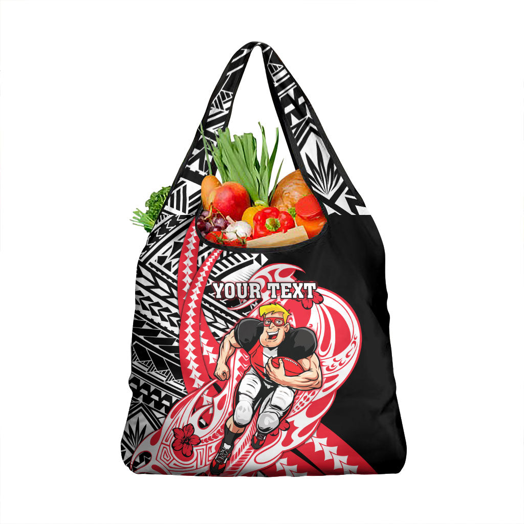 Personalized St Kilda Saints Grocery Bag Polynesian Tribal Saint Mascot With Hibiscus Floral Art