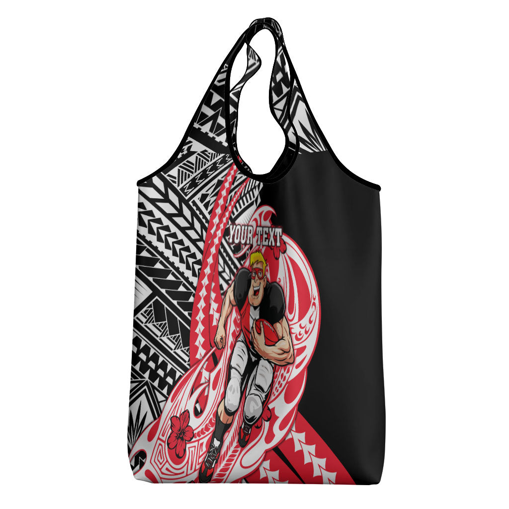 Personalized St Kilda Saints Grocery Bag Polynesian Tribal Saint Mascot With Hibiscus Floral Art