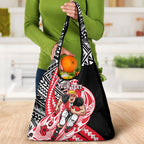 Personalized St Kilda Saints Grocery Bag Polynesian Tribal Saint Mascot With Hibiscus Floral Art