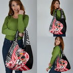 Personalized St Kilda Saints Grocery Bag Polynesian Tribal Saint Mascot With Hibiscus Floral Art