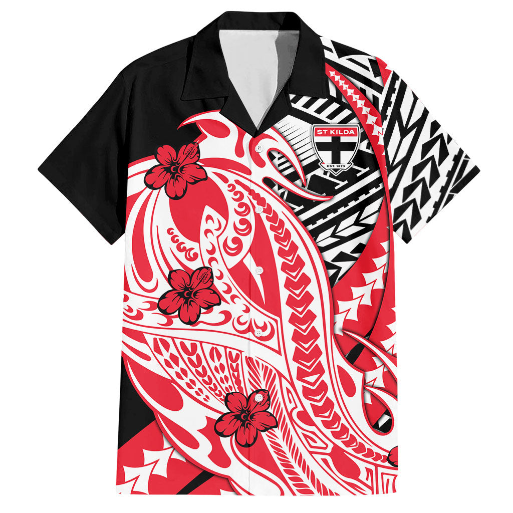 Personalized St Kilda Saints Hawaiian Shirt Polynesian Tribal Saint Mascot With Hibiscus Floral Art