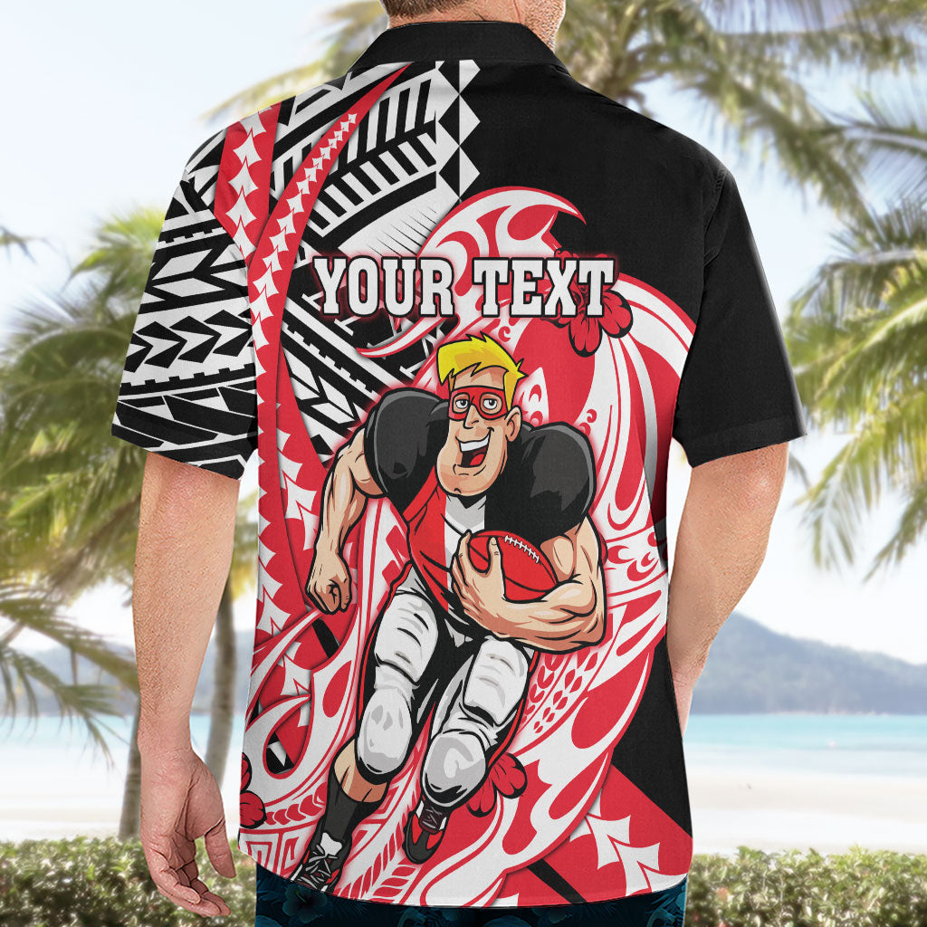 Personalized St Kilda Saints Hawaiian Shirt Polynesian Tribal Saint Mascot With Hibiscus Floral Art