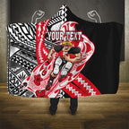 Personalized St Kilda Saints Hooded Blanket Polynesian Tribal Saint Mascot With Hibiscus Floral Art