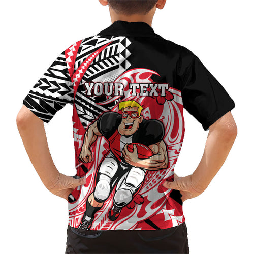 Personalized St Kilda Saints Kid Hawaiian Shirt Polynesian Tribal Saint Mascot With Hibiscus Floral Art