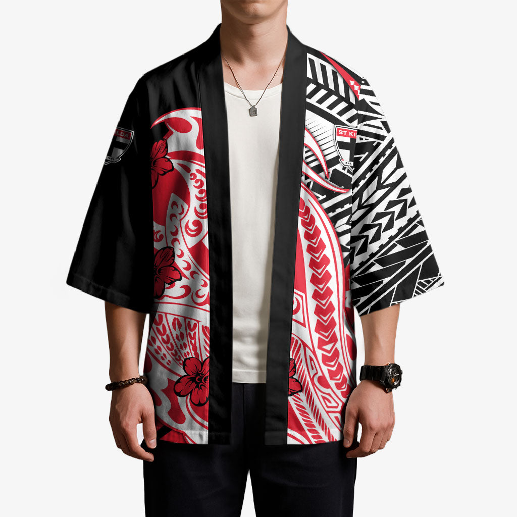 Personalized St Kilda Saints Kimono Polynesian Tribal Saint Mascot With Hibiscus Floral Art