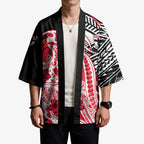 Personalized St Kilda Saints Kimono Polynesian Tribal Saint Mascot With Hibiscus Floral Art