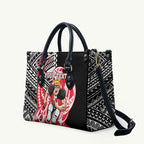 Personalized St Kilda Saints Leather Bag Polynesian Tribal Saint Mascot With Hibiscus Floral Art