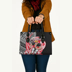 Personalized St Kilda Saints Leather Bag Polynesian Tribal Saint Mascot With Hibiscus Floral Art