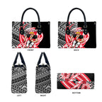 Personalized St Kilda Saints Leather Bag Polynesian Tribal Saint Mascot With Hibiscus Floral Art