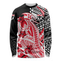 Personalized St Kilda Saints Long Sleeve Shirt Polynesian Tribal Saint Mascot With Hibiscus Floral Art
