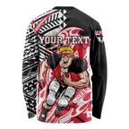 Personalized St Kilda Saints Long Sleeve Shirt Polynesian Tribal Saint Mascot With Hibiscus Floral Art