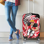 Personalized St Kilda Saints Luggage Cover Polynesian Tribal Saint Mascot With Hibiscus Floral Art