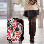 Personalized St Kilda Saints Luggage Cover Polynesian Tribal Saint Mascot With Hibiscus Floral Art