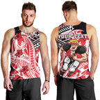 Personalized St Kilda Saints Men Tank Top Polynesian Tribal Saint Mascot With Hibiscus Floral Art