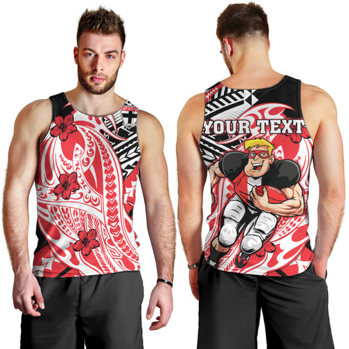 Personalized St Kilda Saints Men Tank Top Polynesian Tribal Saint Mascot With Hibiscus Floral Art