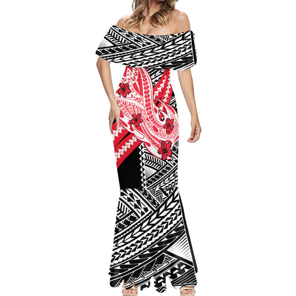 Personalized St Kilda Saints Mermaid Dress Polynesian Tribal Saint Mascot With Hibiscus Floral Art
