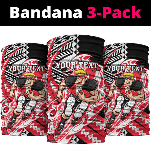Personalized St Kilda Saints Neck Gaiter Polynesian Tribal Saint Mascot With Hibiscus Floral Art