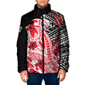 Personalized St Kilda Saints Padded Jacket Polynesian Tribal Saint Mascot With Hibiscus Floral Art