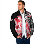 Personalized St Kilda Saints Padded Jacket Polynesian Tribal Saint Mascot With Hibiscus Floral Art