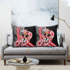 Personalized St Kilda Saints Pillow Cover Polynesian Tribal Saint Mascot With Hibiscus Floral Art