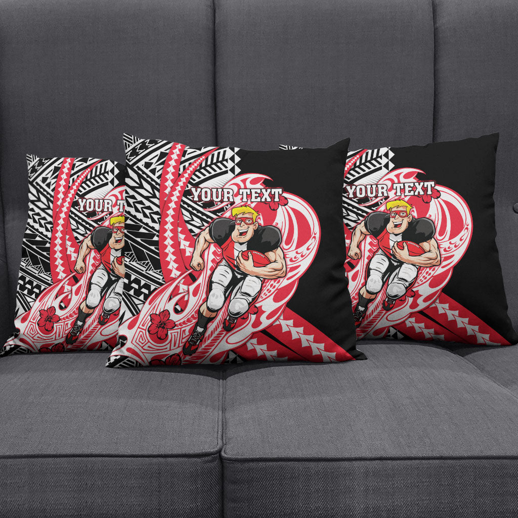 Personalized St Kilda Saints Pillow Cover Polynesian Tribal Saint Mascot With Hibiscus Floral Art