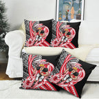 Personalized St Kilda Saints Pillow Cover Polynesian Tribal Saint Mascot With Hibiscus Floral Art
