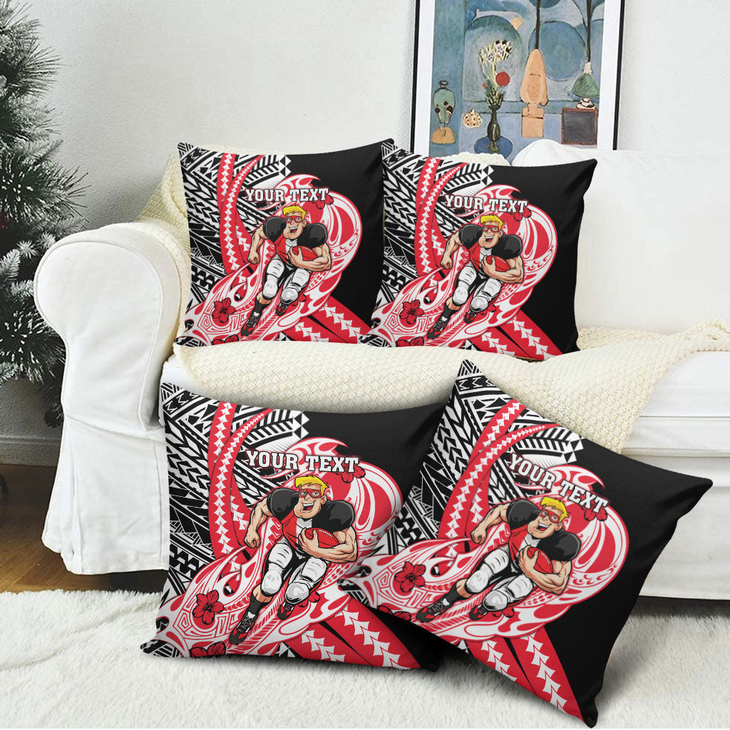 Personalized St Kilda Saints Pillow Cover Polynesian Tribal Saint Mascot With Hibiscus Floral Art