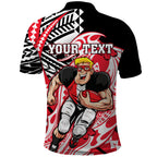 Personalized St Kilda Saints Polo Shirt Polynesian Tribal Saint Mascot With Hibiscus Floral Art
