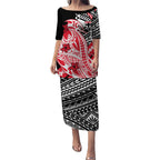 Personalized St Kilda Saints Puletasi Polynesian Tribal Saint Mascot With Hibiscus Floral Art