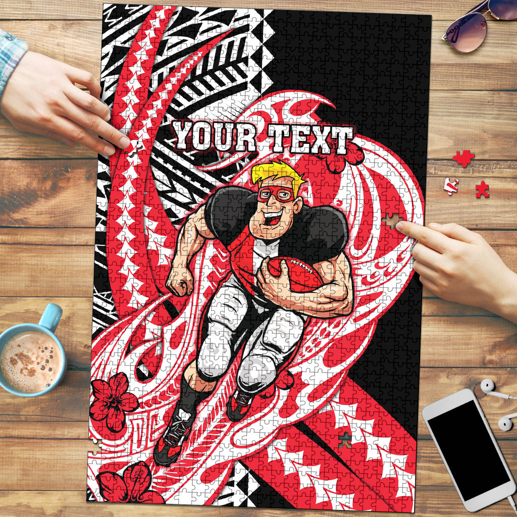 Personalized St Kilda Saints Puzzle Polynesian Tribal Saint Mascot With Hibiscus Floral Art