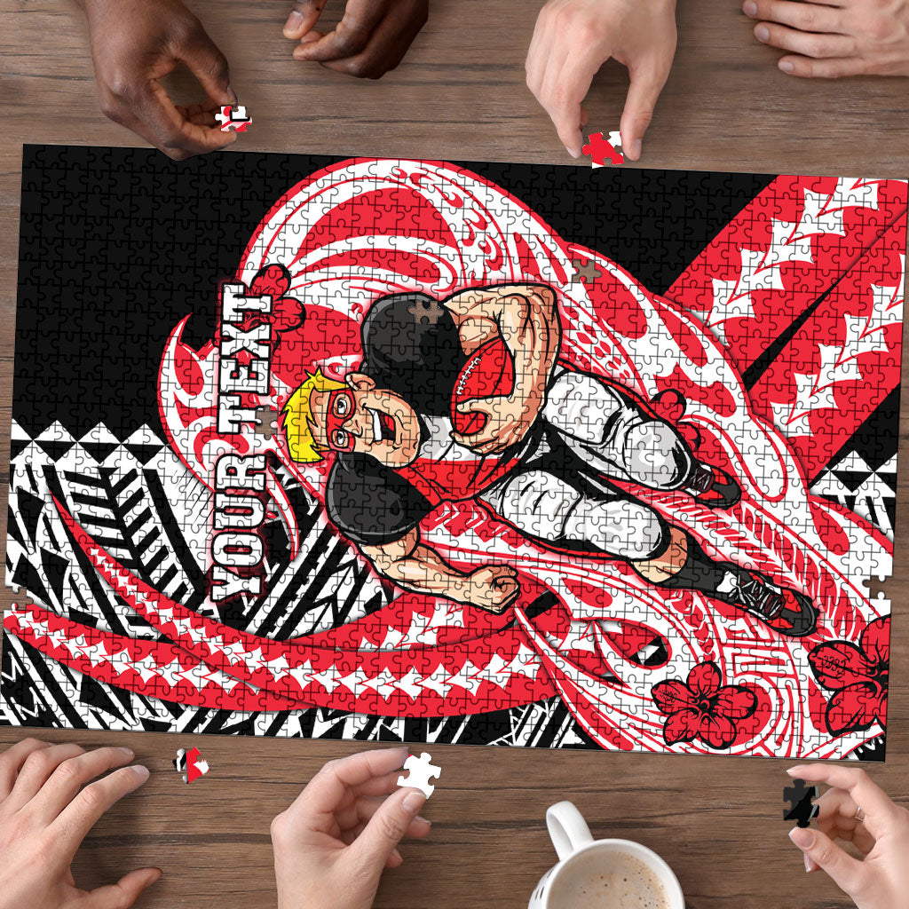 Personalized St Kilda Saints Puzzle Polynesian Tribal Saint Mascot With Hibiscus Floral Art