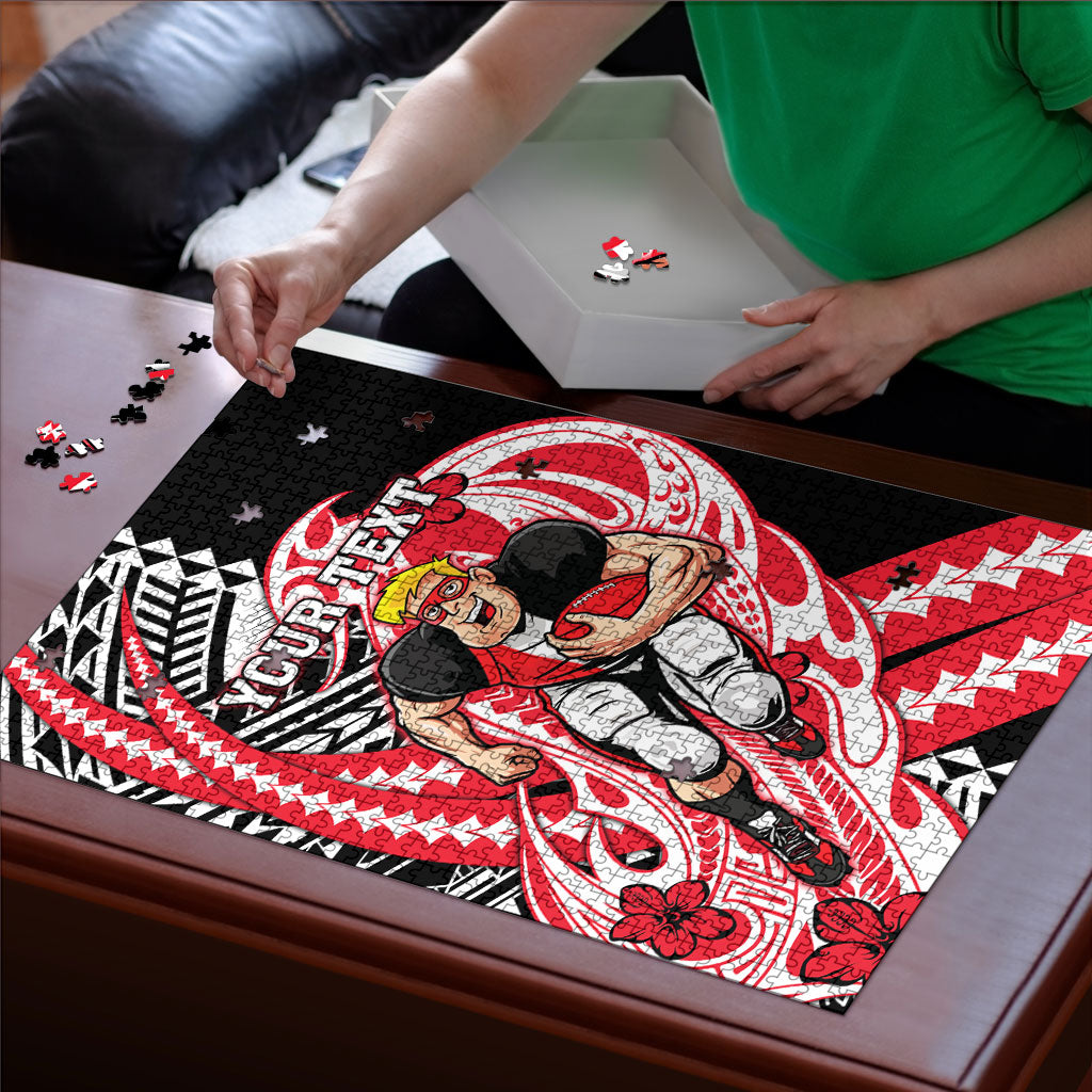 Personalized St Kilda Saints Puzzle Polynesian Tribal Saint Mascot With Hibiscus Floral Art