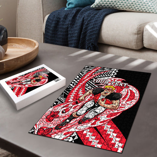 Personalized St Kilda Saints Puzzle Polynesian Tribal Saint Mascot With Hibiscus Floral Art