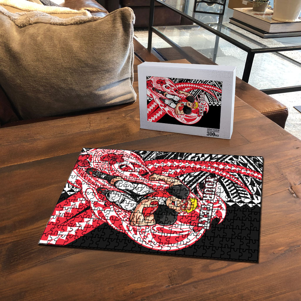 Personalized St Kilda Saints Puzzle Polynesian Tribal Saint Mascot With Hibiscus Floral Art